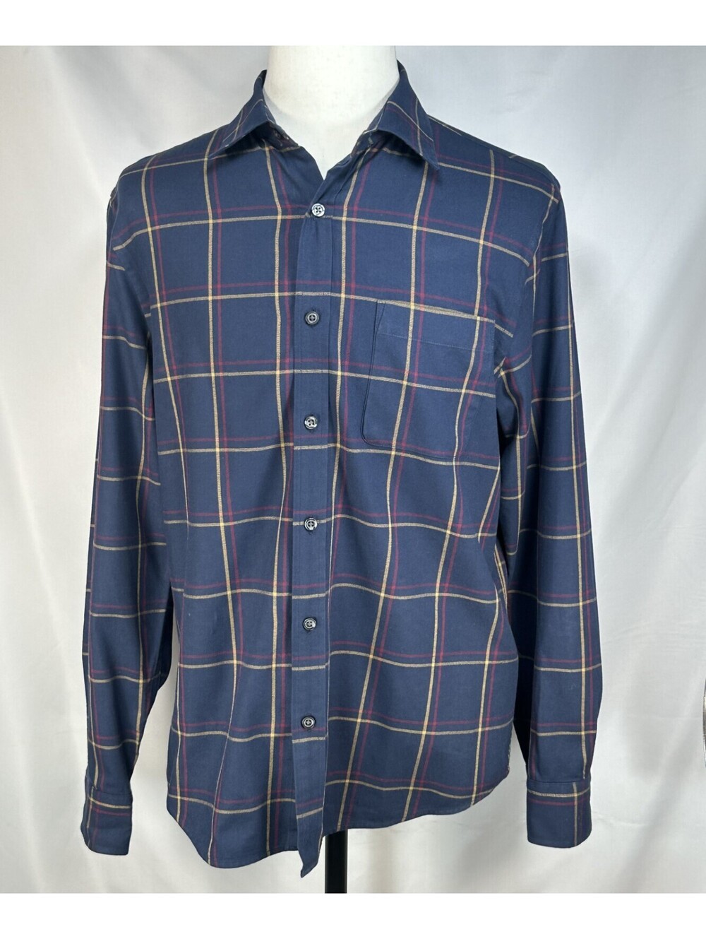Banana Republic Checked Untucked Fit Button Up Blue Men L